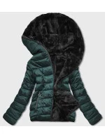 Zelená oboustranná dámská bunda - kožíšek (b8051-10)