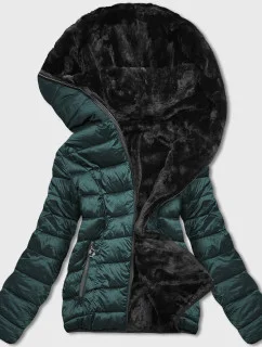 Zelená oboustranná dámská bunda - kožíšek (b8051-10)