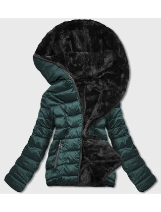 Zelená oboustranná dámská bunda - kožíšek (b8051-10)
