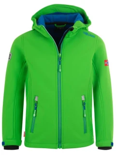 TrollKids Dětská softshellová bunda Trollfjord Jacket bright green/med blue větruodolná zelená (161-304)