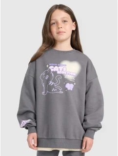 Dívčí mikina oversize bez kapuce 4F 4FJRAW25TSWSF2438-22S
