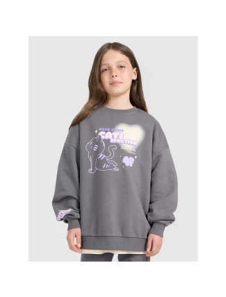 Dívčí mikina oversize bez kapuce 4F 4FJRAW25TSWSF2438-22S