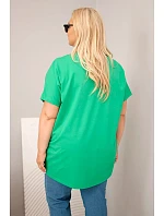 Dámská bavlněná halenka Plus Size s motýlky zelená Dámská bavlněná halenka Plus Size s motýlky zelená