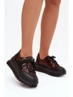 Kožené dámské tenisky na platformě Maciejka 06562-25 čokoládové