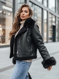 Dámská kožená bunda s kožešinou černá FashionStreet TY5244z