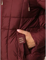Dámská prošívaná bunda s kapucí, vínová, FashionStreet TY5859 Dámská prošívaná bunda s kapucí, vínová, FashionStreet TY5859