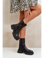 Dámské boty z eko kůže na zip s ozdobnými detaily černé Reritha Dámské boty z eko kůže na zip s ozdobnými detaily černé Reritha