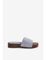 Dámské pantofle se zlatými sponami modré Ferinna