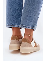 Kožené semišové dámské tenisky Zazoo N1108S5 béžové