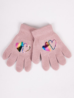 Dívčí pětiprsté rukavice Yoclub s hologramem RED-0068G-AA50-002 Pink