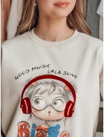 Dámská mikina s potiskem LALA VIBE beige FashionStreet BY1506
