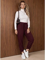 Dámské jogger kalhoty s gumou v pase, bordové, FashionStreet UY3153 Dámské jogger kalhoty s gumou v pase, bordové, FashionStreet UY3153