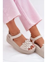 Dámské Kožené Sandály Na Platformě Béžové CheBello 4701