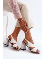 Dámské sandály na vysokém podpatku bílé D&A