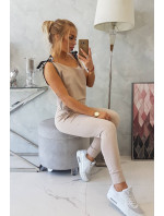Kalhoty/oblek s nápisem selfie beige