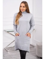 Svetr se stojáčkem světle šedý