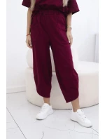 Bavlněný komplet halenka + kalhoty burgundsko