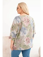 Dámská bavlněná halenka Plus Size s krátkým rukávem a květinovým vzorem fango Dámská bavlněná halenka Plus Size s krátkým rukávem a květinovým vzorem fango