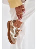 Dámské Tenisky Na Platformě S Dvojitým Šněrováním Leopardí Zlaté Klipy