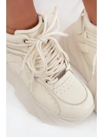 Dámské tenisky přírodní kůže GOE SS2N4037 Ztemnělá bílá