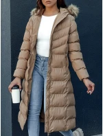 Dámský zimní kabát LUXWARM tmavě béžový FashionStreet TY4375
