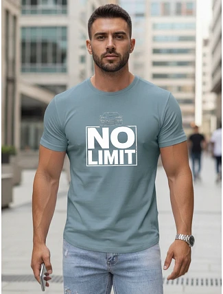 Pánské bavlněné tričko s potiskem No limit petrol FashionStreet NX0129R