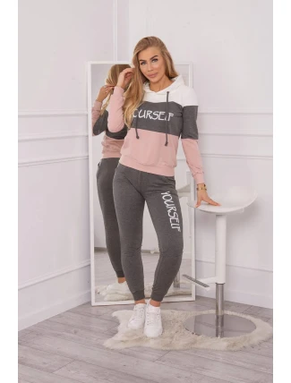 Sada s potiskem v barvě ecru+grafitová barva