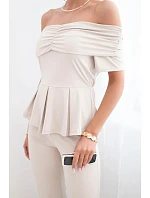 Dámský bavlněný komplet s krátkým rukávem a šortkami žlutý Dámský bavlněný komplet s krátkým rukávem a šortkami žlutý