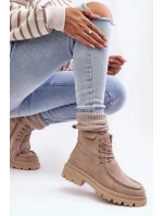 Dámské Traperové Boty Na Zip Bežové Apolosi