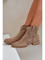 Dámské perforované botky na nízkém podpatku béžové Neliawen