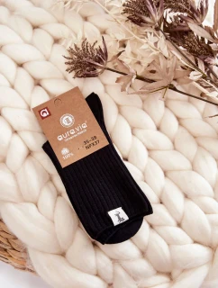 Dámské žebrované ponožky bez tlaku Černe