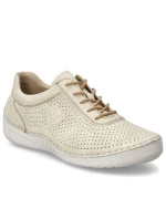 Dámské perforované béžové kožené polobotky Rieker 52546-60 Dámské perforované béžové kožené polobotky Rieker 52546-60