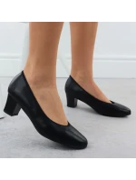 Dámské kožené lodičky na nízkém jehlovém podpatku černé Rieker 44650