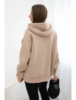 Zateplená bavlněná mikina s kapucí Love tmavě béžová Zateplená bavlněná mikina s kapucí Love tmavě béžová