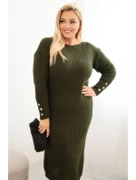 Dámská pletená šaty Plus Size s mohair khaki