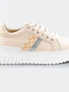 Béžové dámské tenisky sneakers s vysokou podrážkou (AD-576)