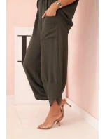 Komplet z viskózy halenka + kalhoty khaki
