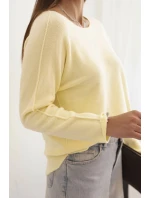 Dámský svetr z viskózy s dlouhým rukávem a kulatým výstřihem žlutý