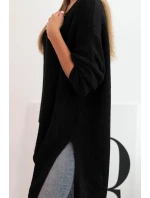 Svetr dámský vlněný asymetrický Plus Size s výstřihem do V černý Svetr dámský vlněný asymetrický Plus Size s výstřihem do V černý