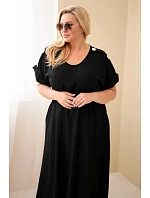 Dámské šaty Plus Size s řaseným pasem černá Dámské šaty Plus Size s řaseným pasem černá