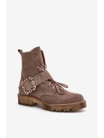 Zazoo 2951 Velurové Boty S Dekorativní Sponou Tmavě Béžové Zazoo 2951 Velurové Boty S Dekorativní Sponou Tmavě Béžové