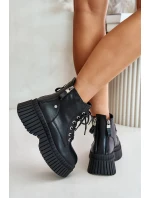 Zateplené kožené botky s masivní podrážkou GOE OO2N4126 černé