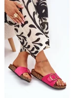 Dámské pantofle s přezkou na korkové platformě fuchsie Zavira