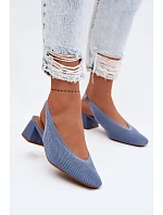 Materiálové dámské sandály na podpatku Modré Marcellé