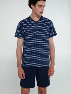 Pyžamo s knoflíkovou légou 20670 modré - Vamp