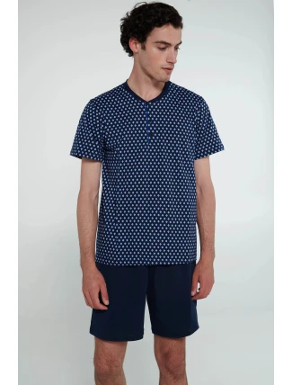 Pyžamo s knoflíkovou légou 20670 modré - Vamp Pyžamo s knoflíkovou légou 20670 modré - Vamp