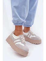 Semišové tenisky na platformě GOE TT2N4052 bílé