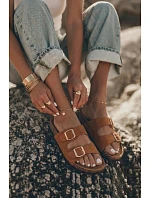 Dámské pantofle s přezkami Camel Brigid