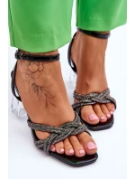 Kožené Sandály Na Průhledné Bar černé Randy