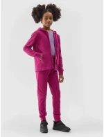 Dívčí tepláková rozepínací mikina s kapucí 4F - růžová Dívčí tepláková rozepínací mikina s kapucí 4F - růžová